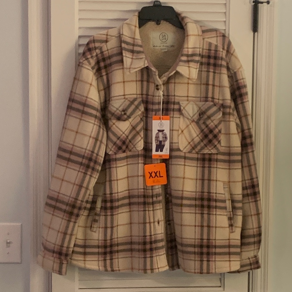 Plaid Women's Jacket - Cream and Brown